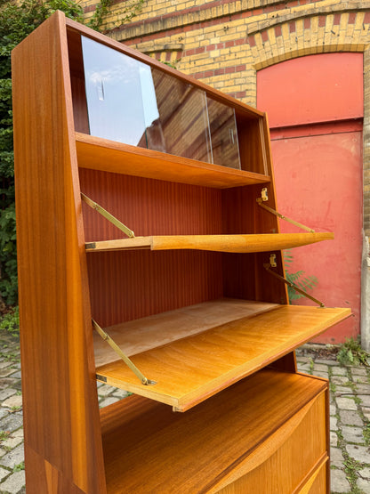 Vintage Vitrinenschrank mit Klappfächern von VEB Möbelindustrie Halle