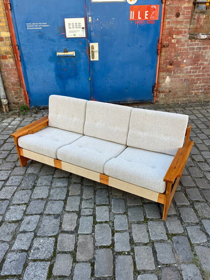 3-Sitzer Sofa beige grau Safari-Stil