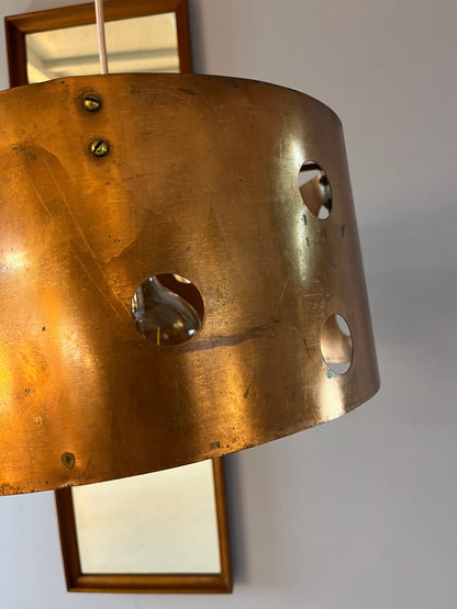 Vintage Hängelampe Kupfer aus Dänemark