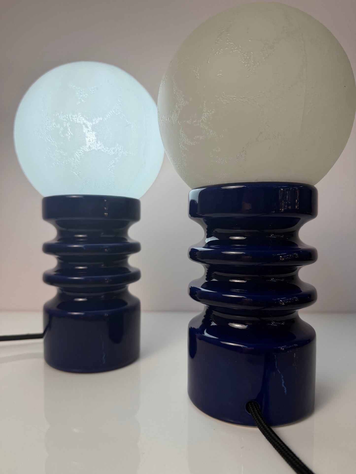 Vintage Tischlampe Keramik und Glas von Cari Zalloni für Dümler und Breiden