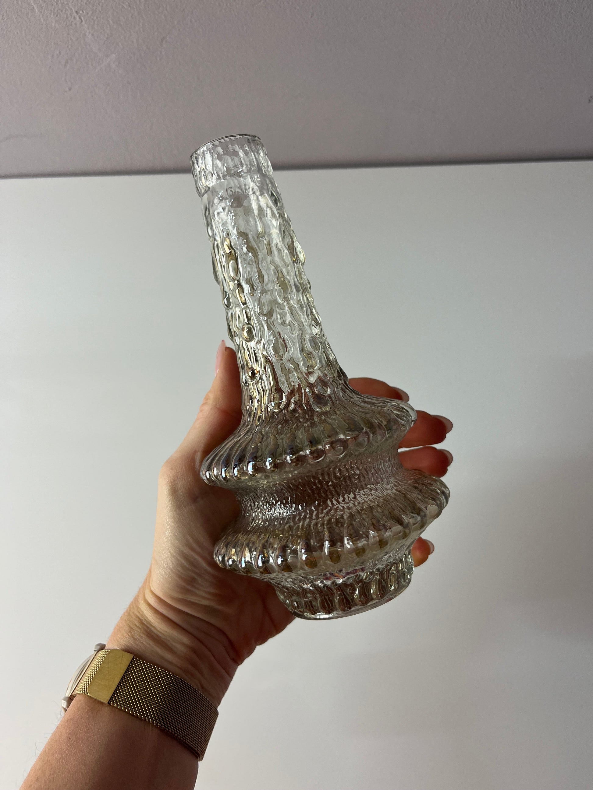 Vintage Vase Eisglas von Timo Sarpaneva für Iittala