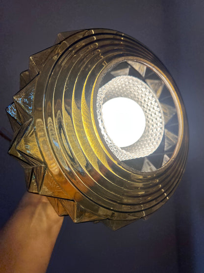 Lampe suspendue vintage en verre doré par Vitrika
