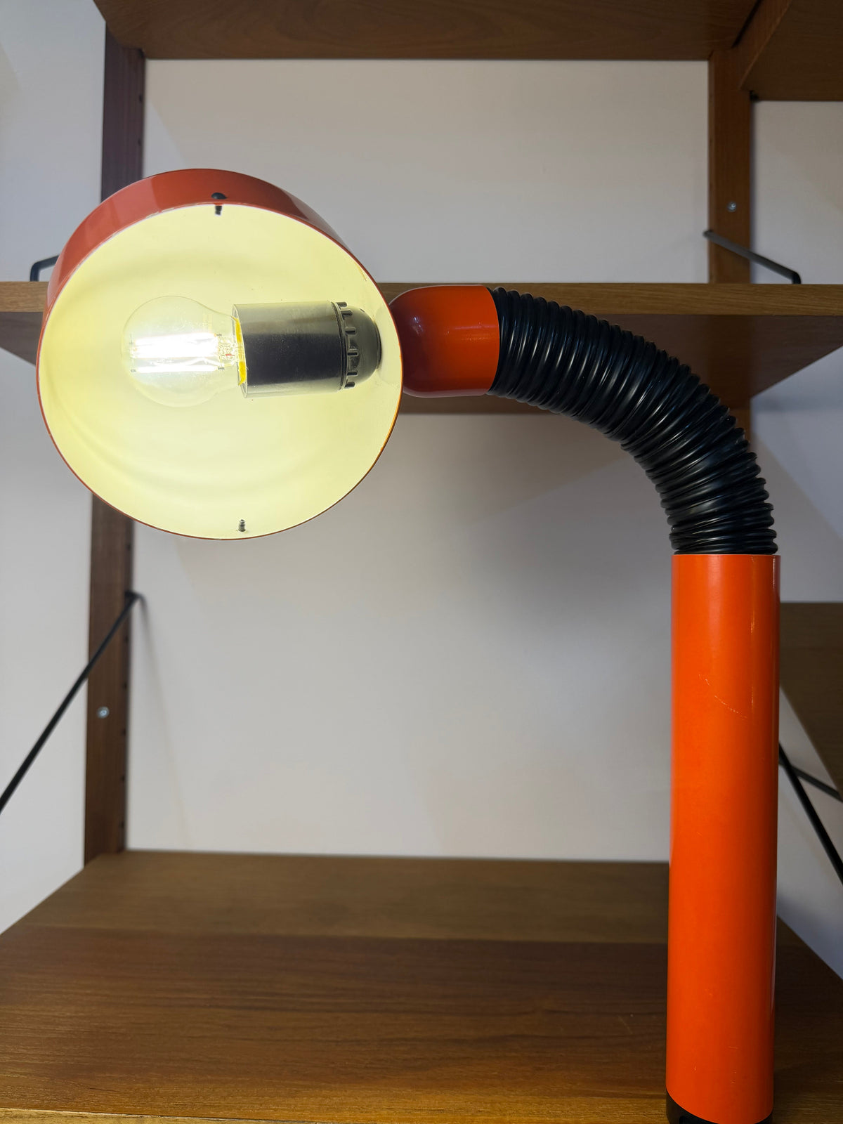 Klemmlampe Space Age Design aus Dänemark, orange-schwarz