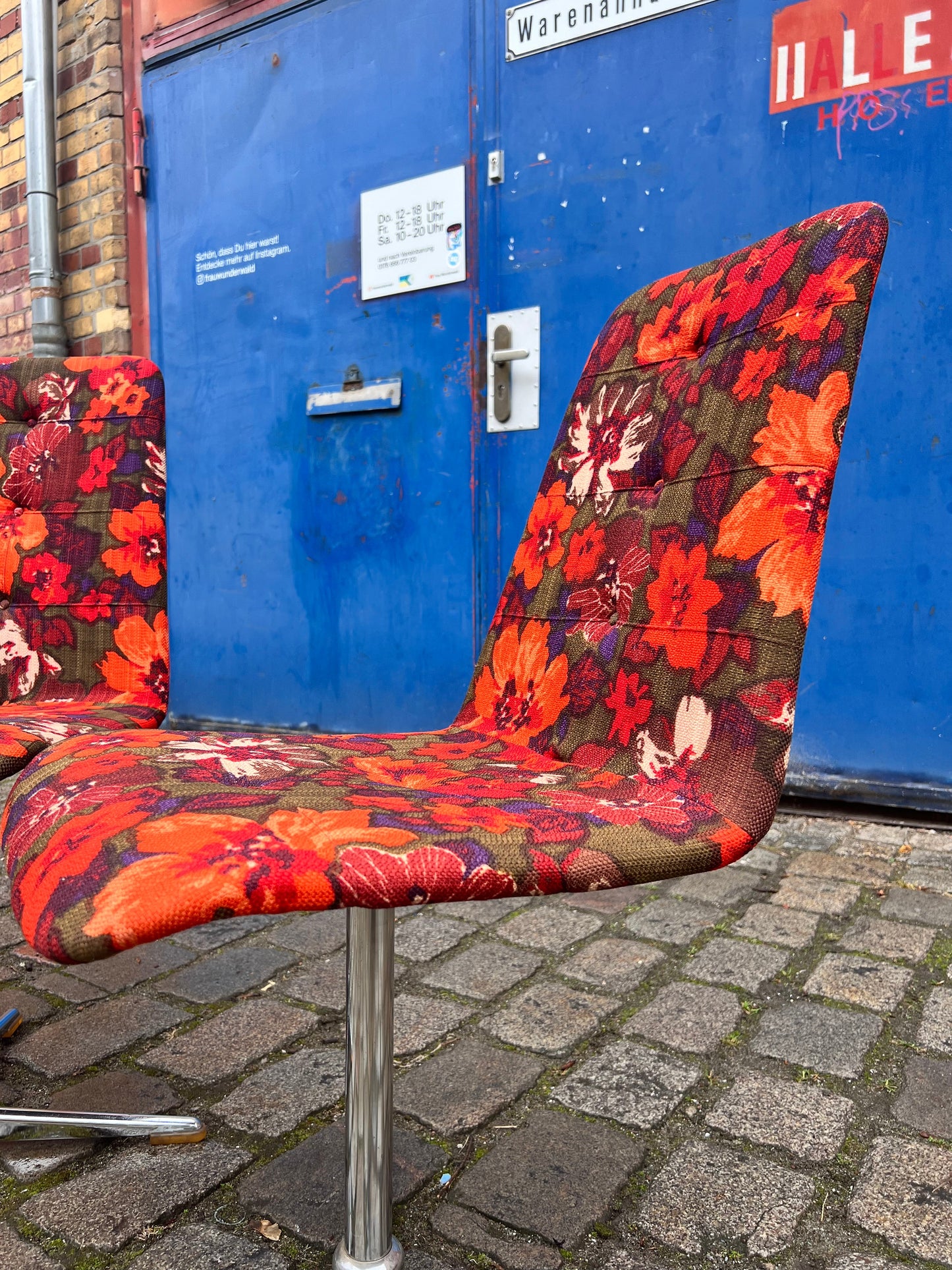 4x Drehstuhl rot floral von EKA Wohnmöbel