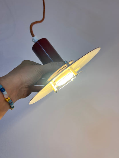 Vintage Lamellenlampe "4020" von Lyfa, dunkelrot