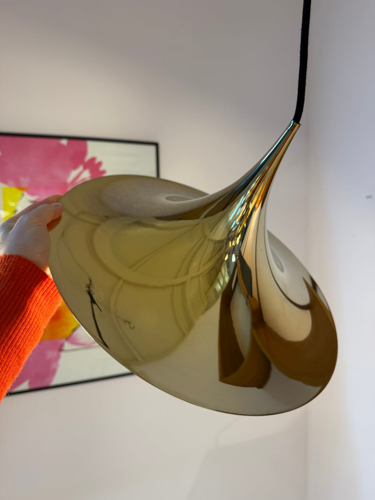Hängeleuchte "Trompetenlampe" gold von Claus Bonderup und Torsten Thorup für Fog und Mørup