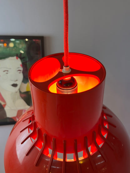 Vintage Hängelampe Solar von Svend Middelboe für Nordisk, rot, Kunststoff
