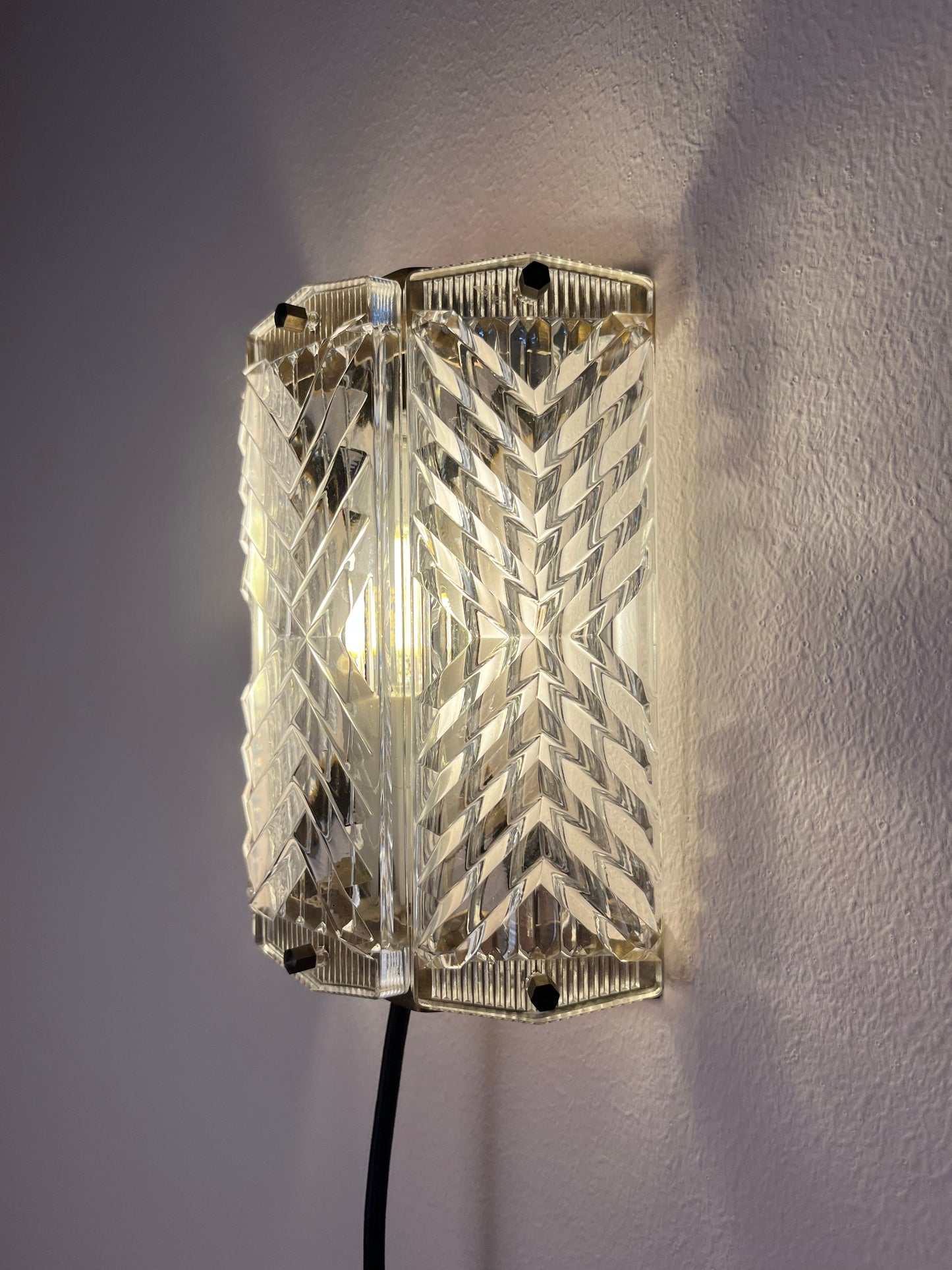Vintage Wandlampe Messing und Glas von Wiktor Berndt für Flygsfors