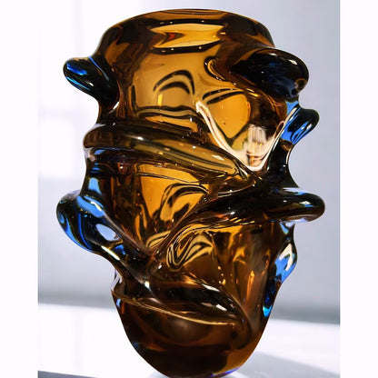 Vintage vase “Propeller” by Jan Kotík Bohemian brown glass Mid-Century design classic