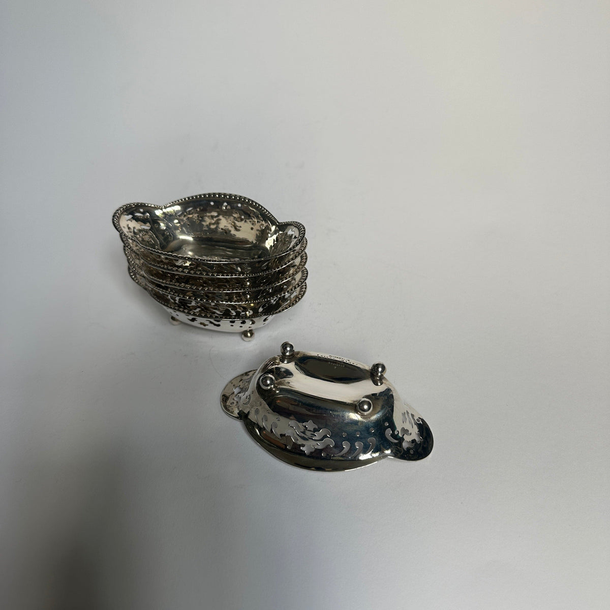 Bols vintage en argent sterling ajouré par Tiffany+Co, lot de 6