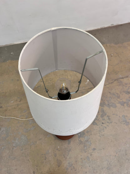 Vintage Stehlampe Teak mit verziertem Stoffschirm aus Dänemark