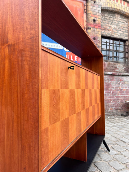 Vintage Schrankregal mit Minibar aus Teak, refurbished, braun schwarz, Dänemark