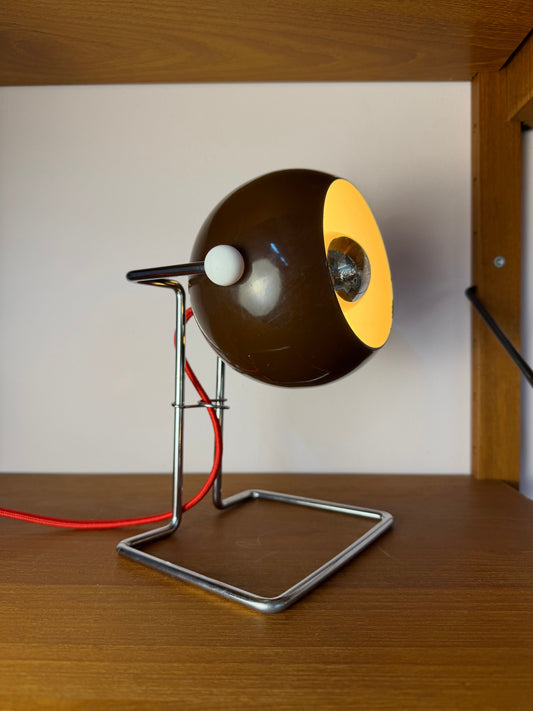Vintage Kugel-Tischlampe aus Dänemark, Metall in Braun und Silber