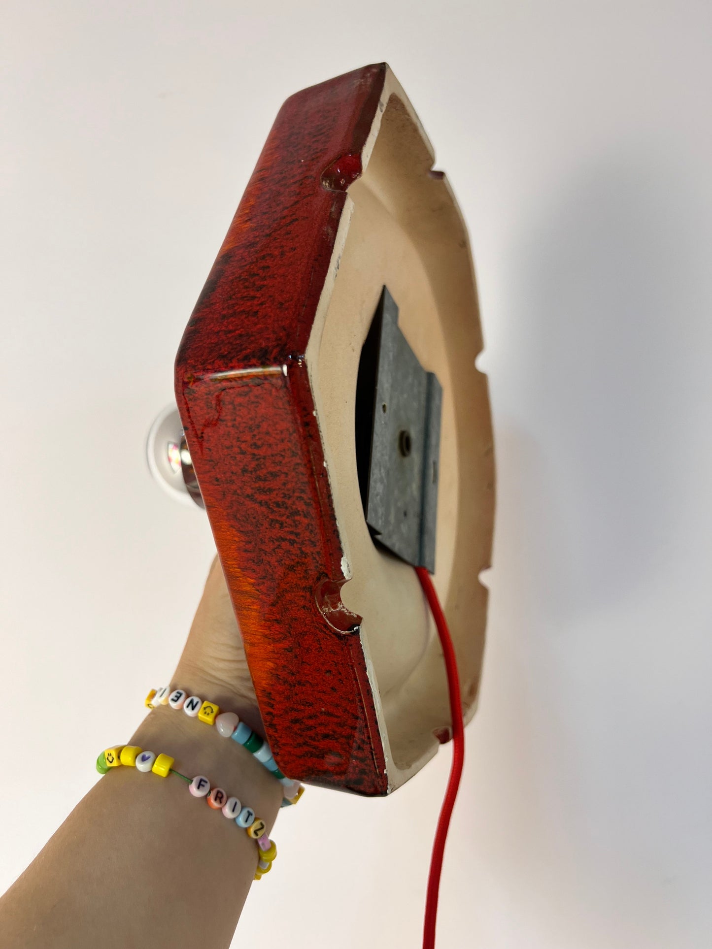 Vintage Wandlampe von Hustadt Leuchten aus roter Keramik