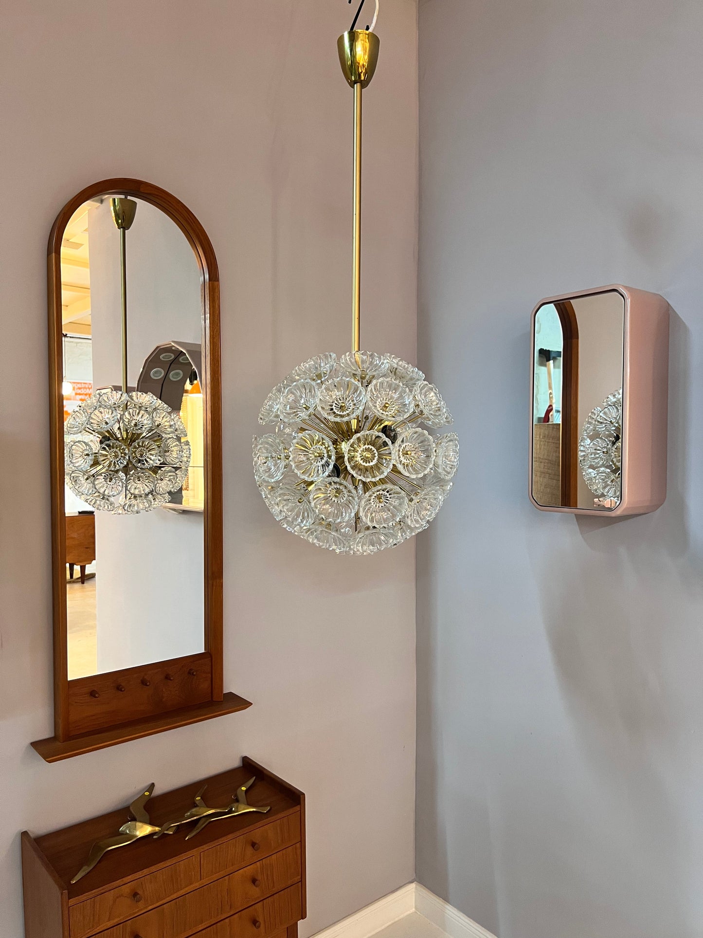 Vintage Dandelion Chandelier by VEB Kristalleuchte Ebersbach