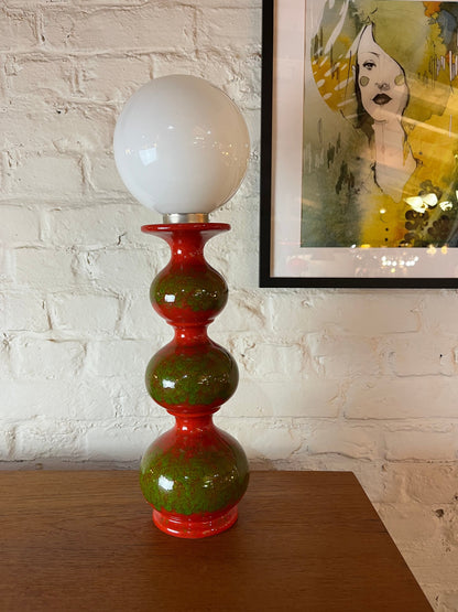 Vintage table lamp Bubble ceramic red green by Kaiser Leuchten