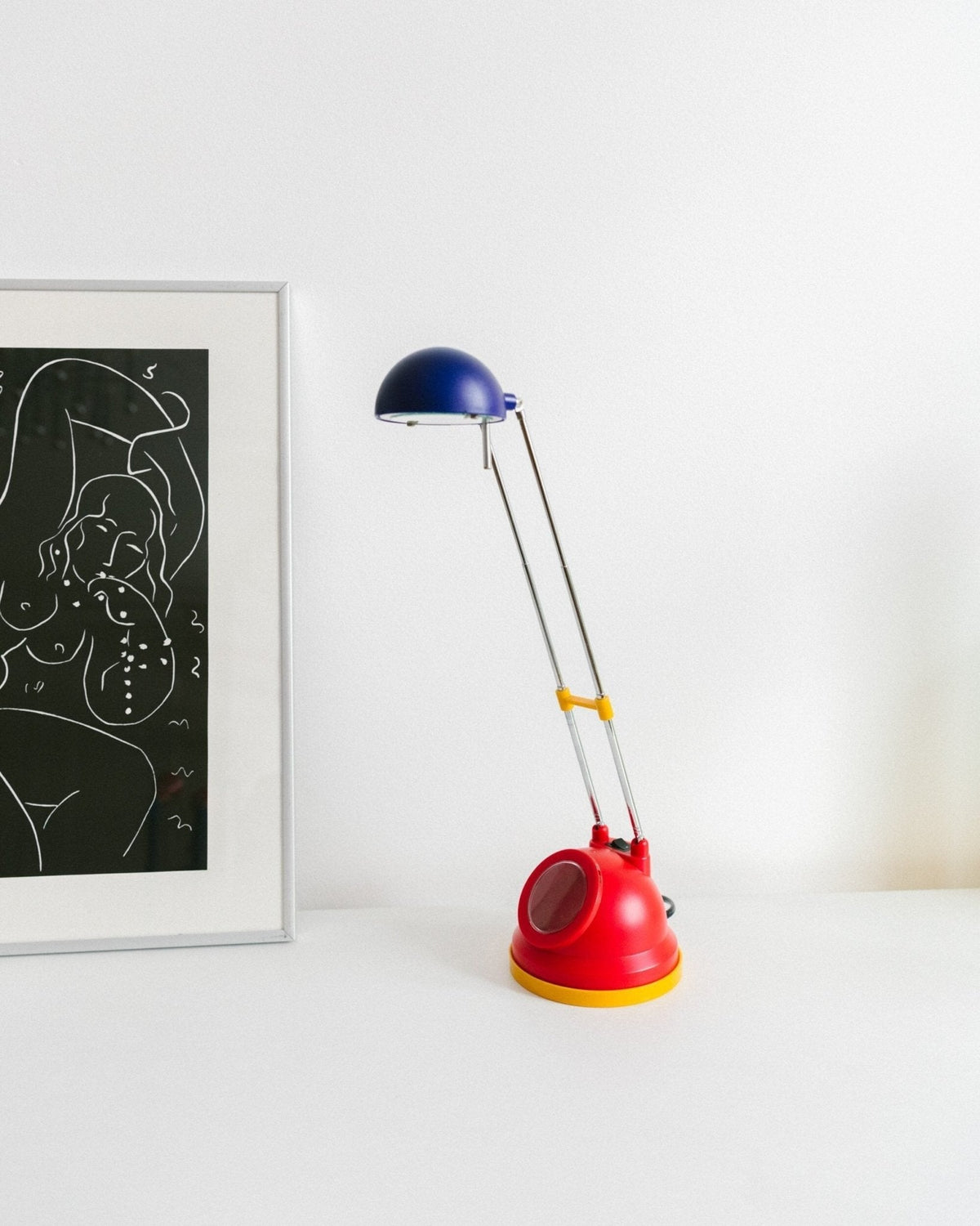 Vintage Schreibtischlampe Memphis Stil bunt höhenverstellbar Kunststoff