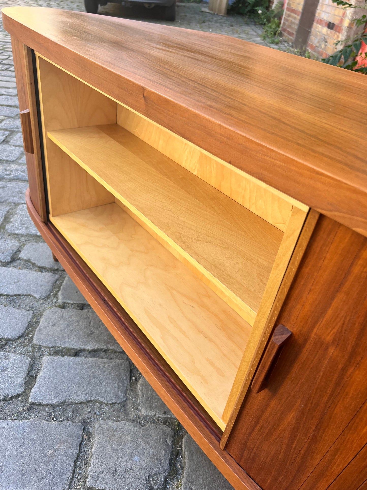 Vintage corner bar walnut with rotating shelf