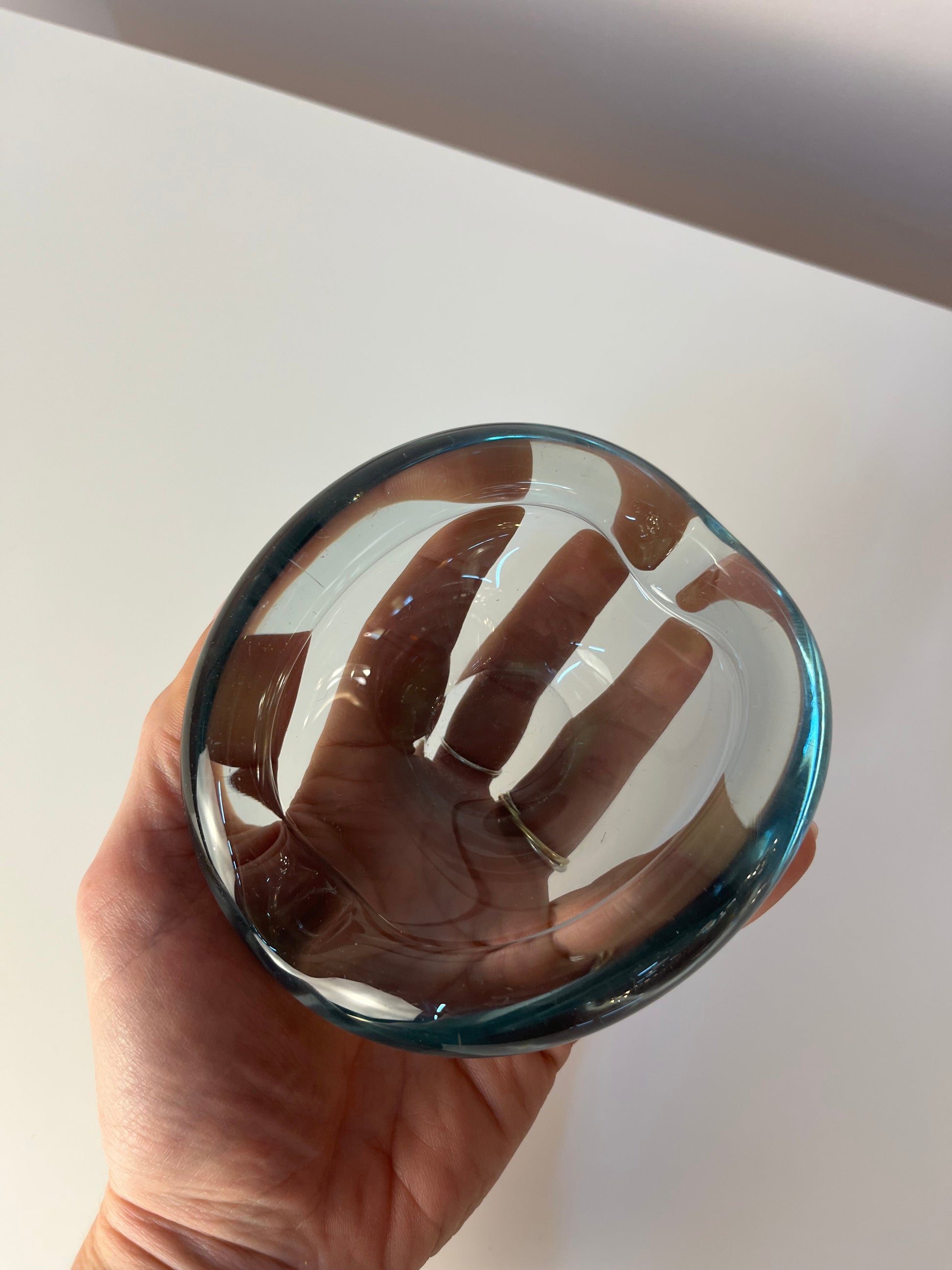 Vintage Aschenbecher von Per Lütken für Holmegaard hellblaues Glas