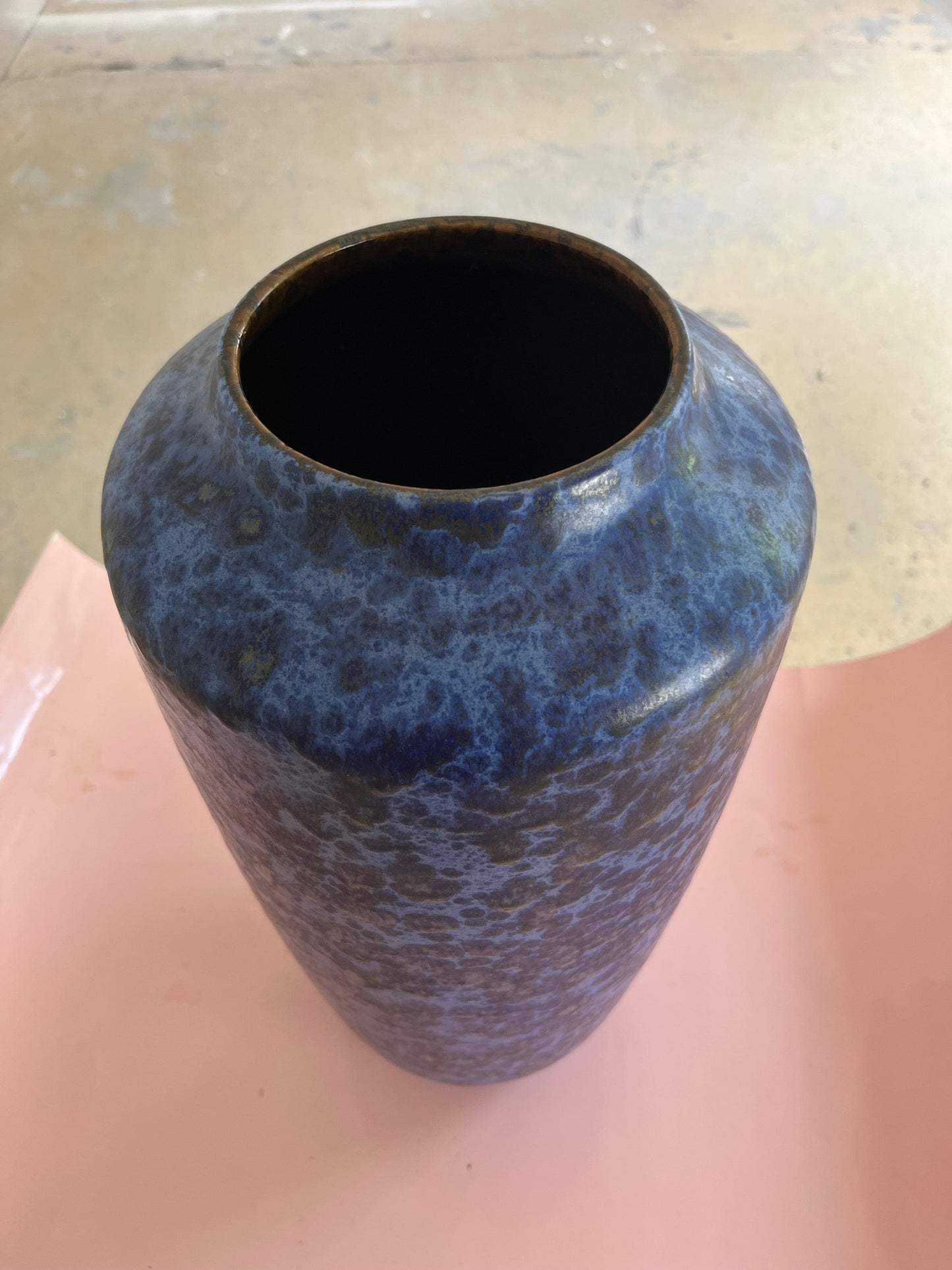 Vintage floor vase 517-45 dark blue by Scheurich West Germany