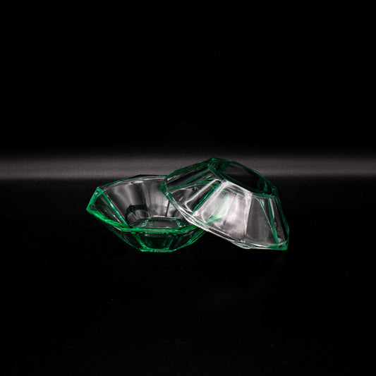Set von 2 Vintage Glasschalen Grün Art Deco