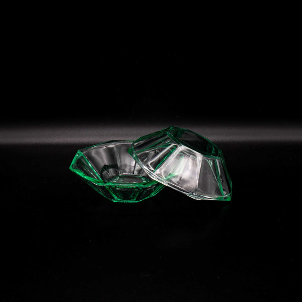 Set von 2 Vintage Glasschalen Grün Art Deco