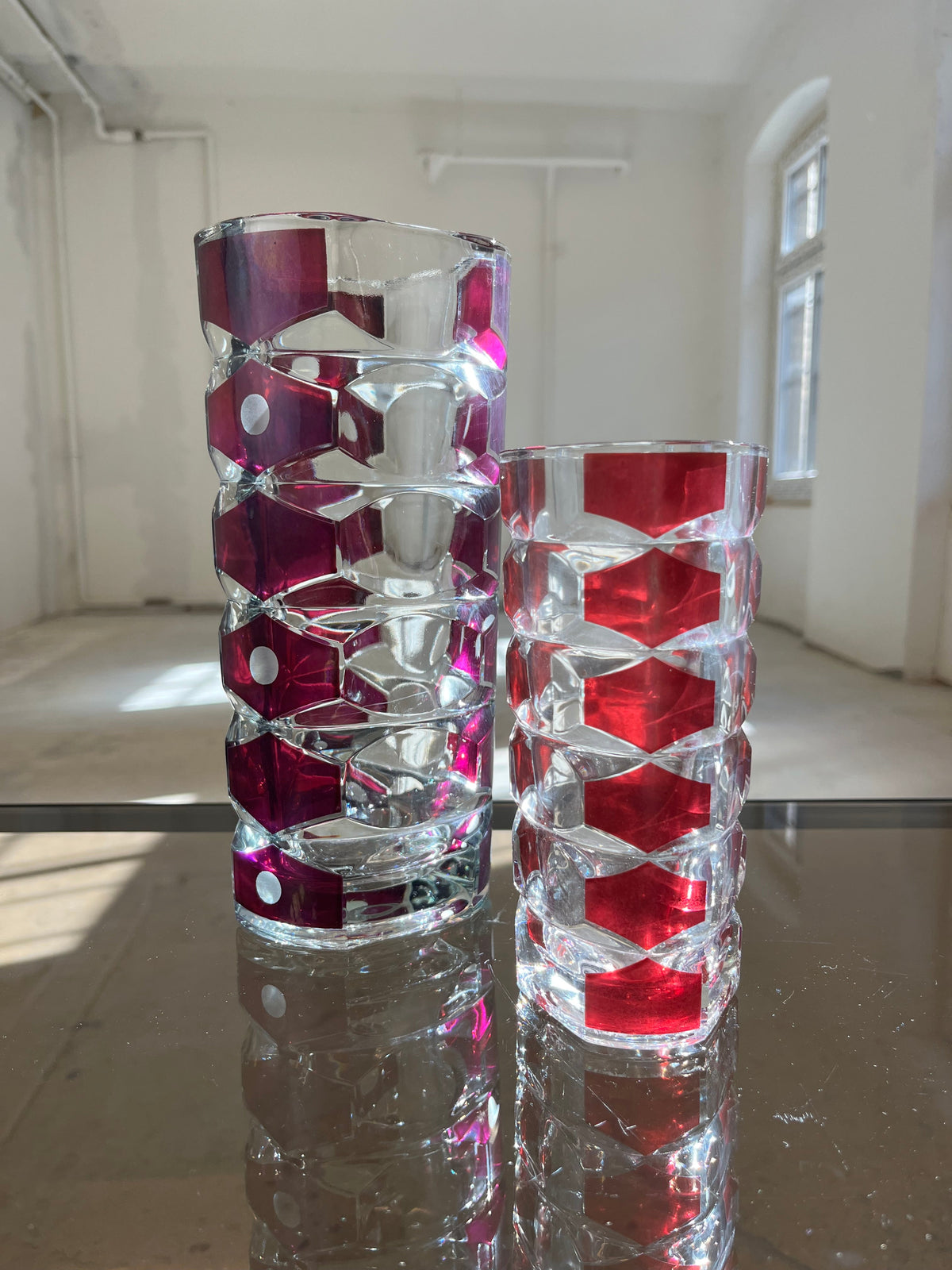Vintage Vase Windsor Rubis von J.G. Durand für Luminarc, weinrot, Glas