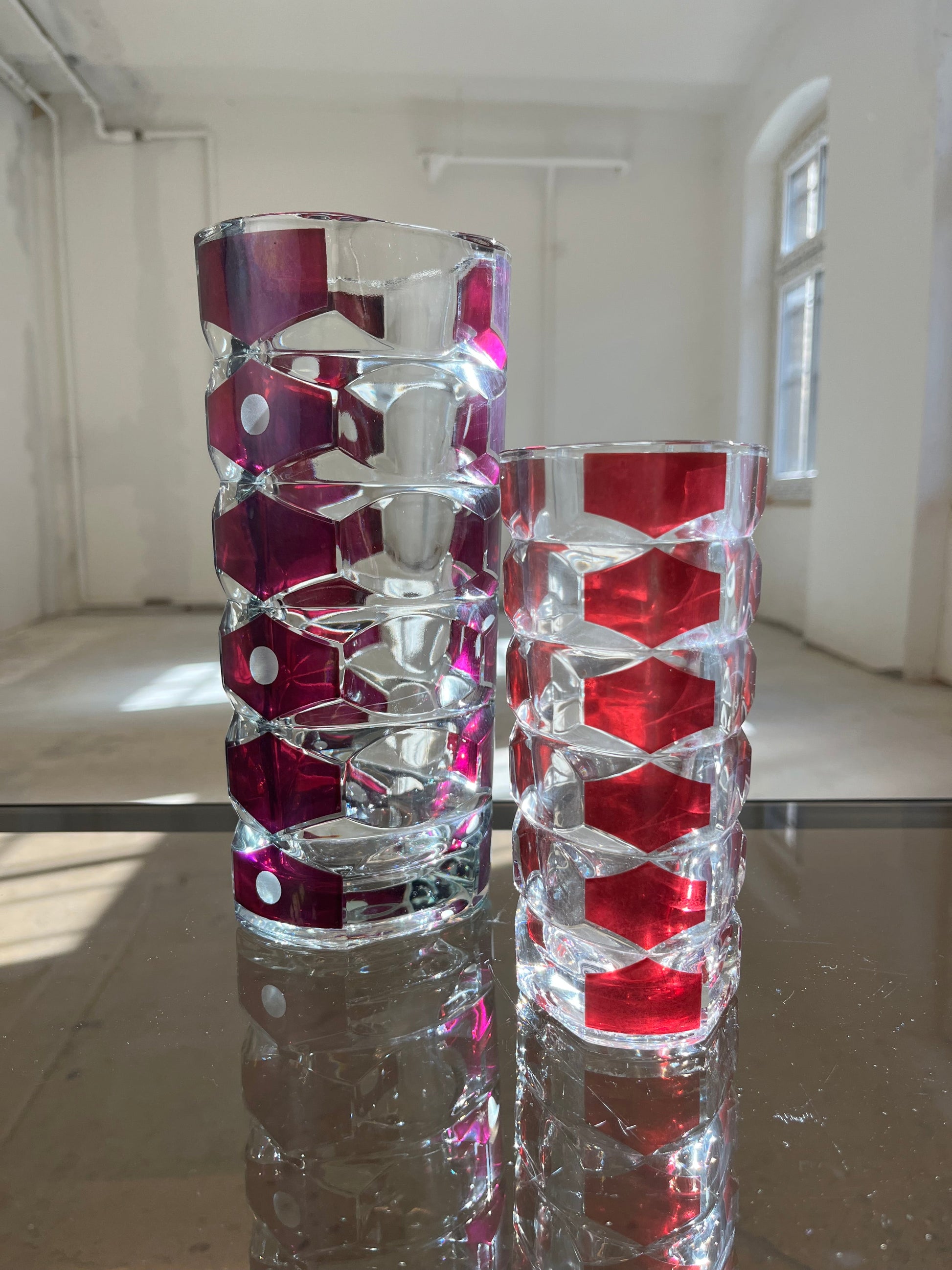 Vintage Vase Windsor Rubis von J.G. Durand für Luminarc, weinrot, Glas