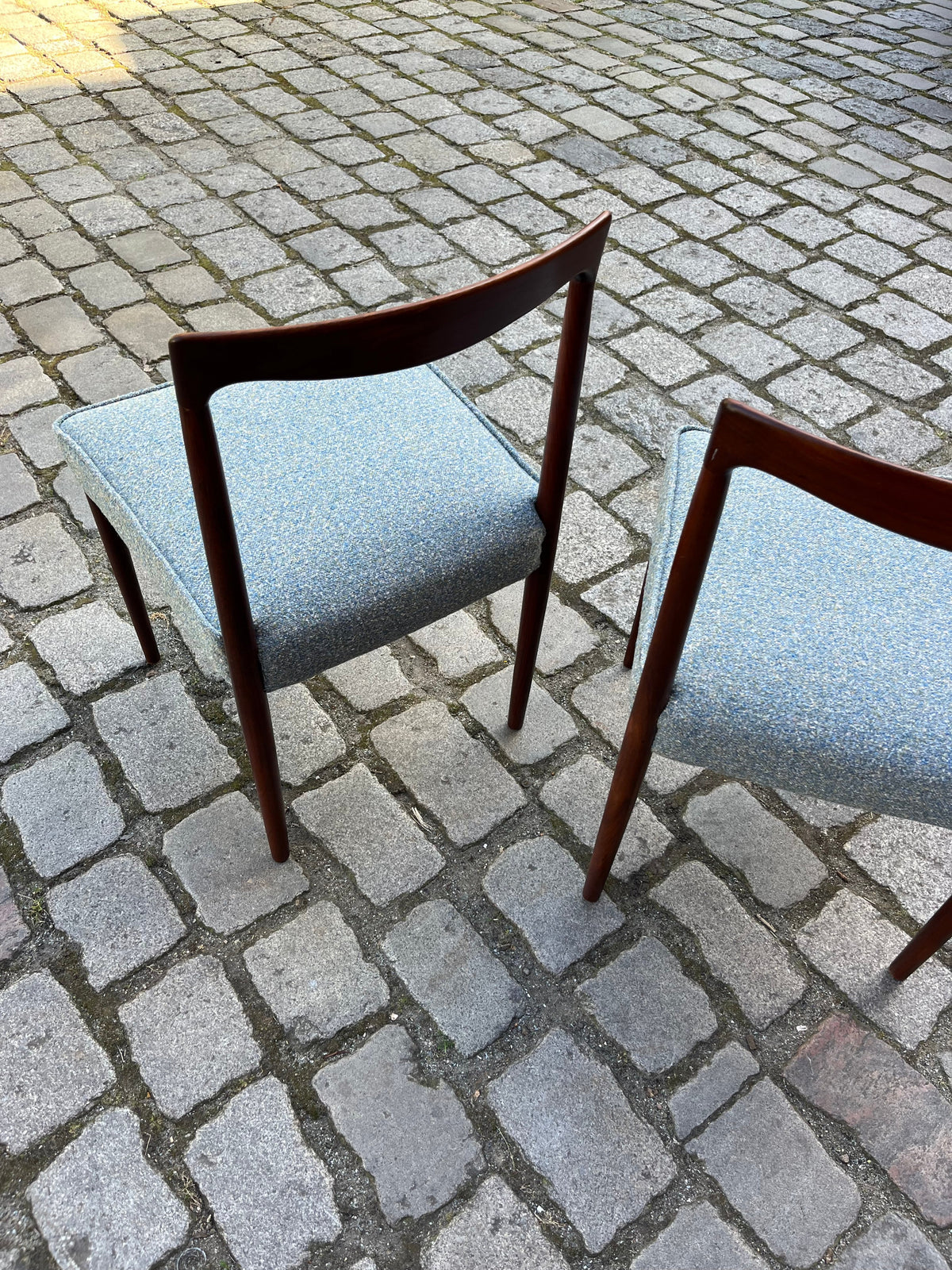 2x Polsterstuhl blau Palisander