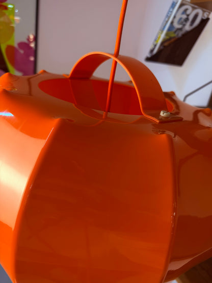 Vintage Hängelampe von Ilka Plast, orange Kürbisform
