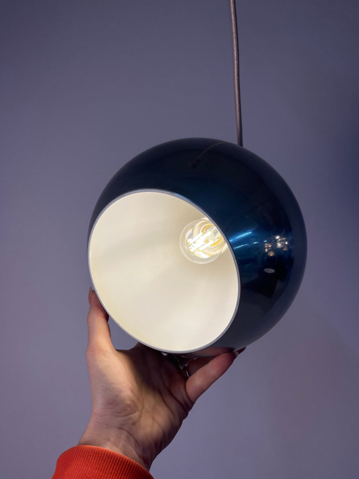 Vintage Pendelleuchte Topan von Verner Panton für &Tradition Chrom