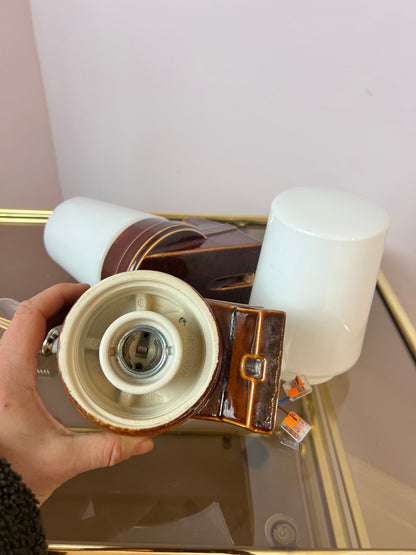 Vintage Wandlampe braun von Sigvard Bernadotte für Ifö Set von 2