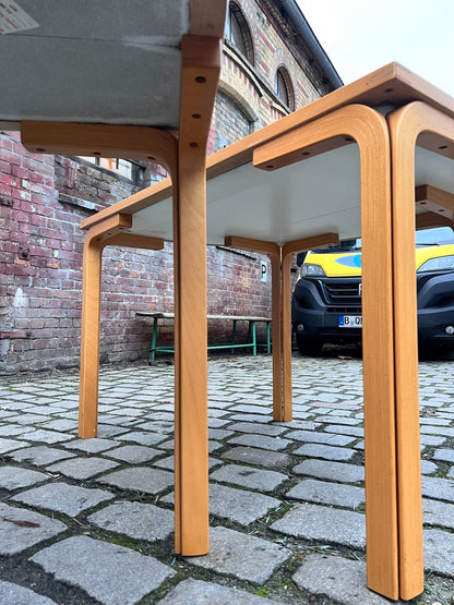 Vintage Esstisch halbrund grau von Rud Thygesen und Johnny Sørensen für Farstrup