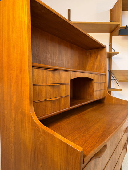 Sekretär mit Spiegel und ausziehbarer Platte aus Teak, Dänemark