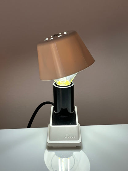 Vintage Klemmlampe weiß mit Metallschirm von Elios