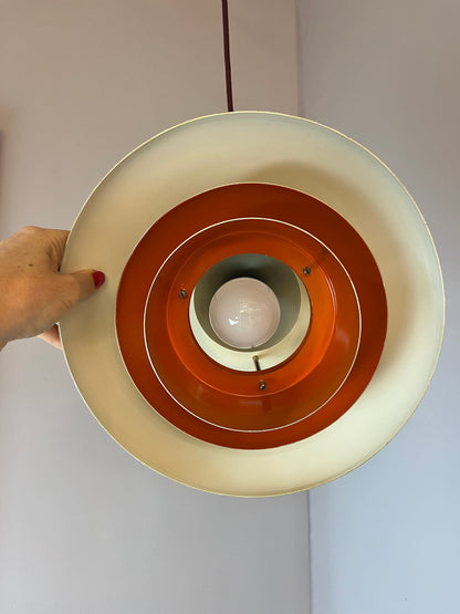 Lampe suspendue vintage en cuivre orange