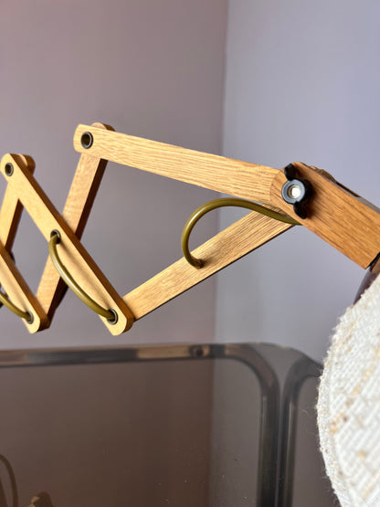 Scherenlampe beige Eiche