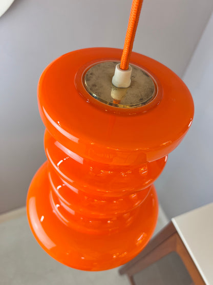 Lampe suspendue vintage en verre orange