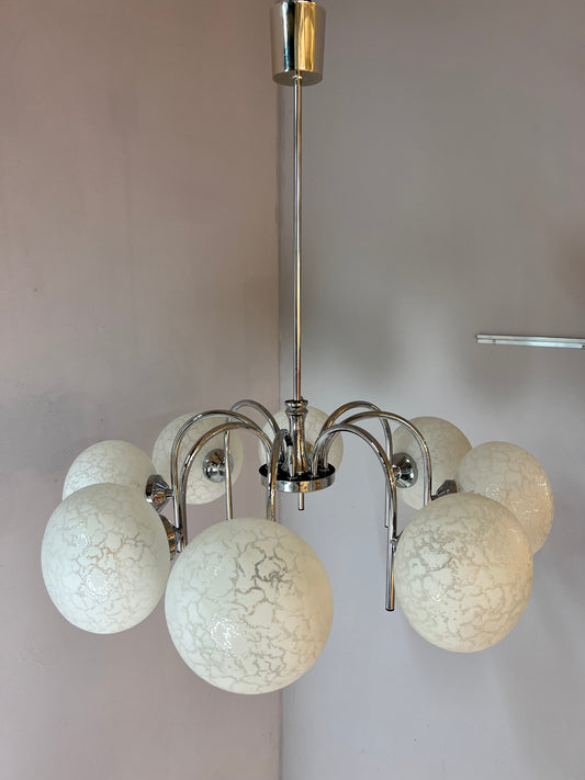 Vintage Kronleuchter mit 8 Kugeln von Richard Essig für Hustadt