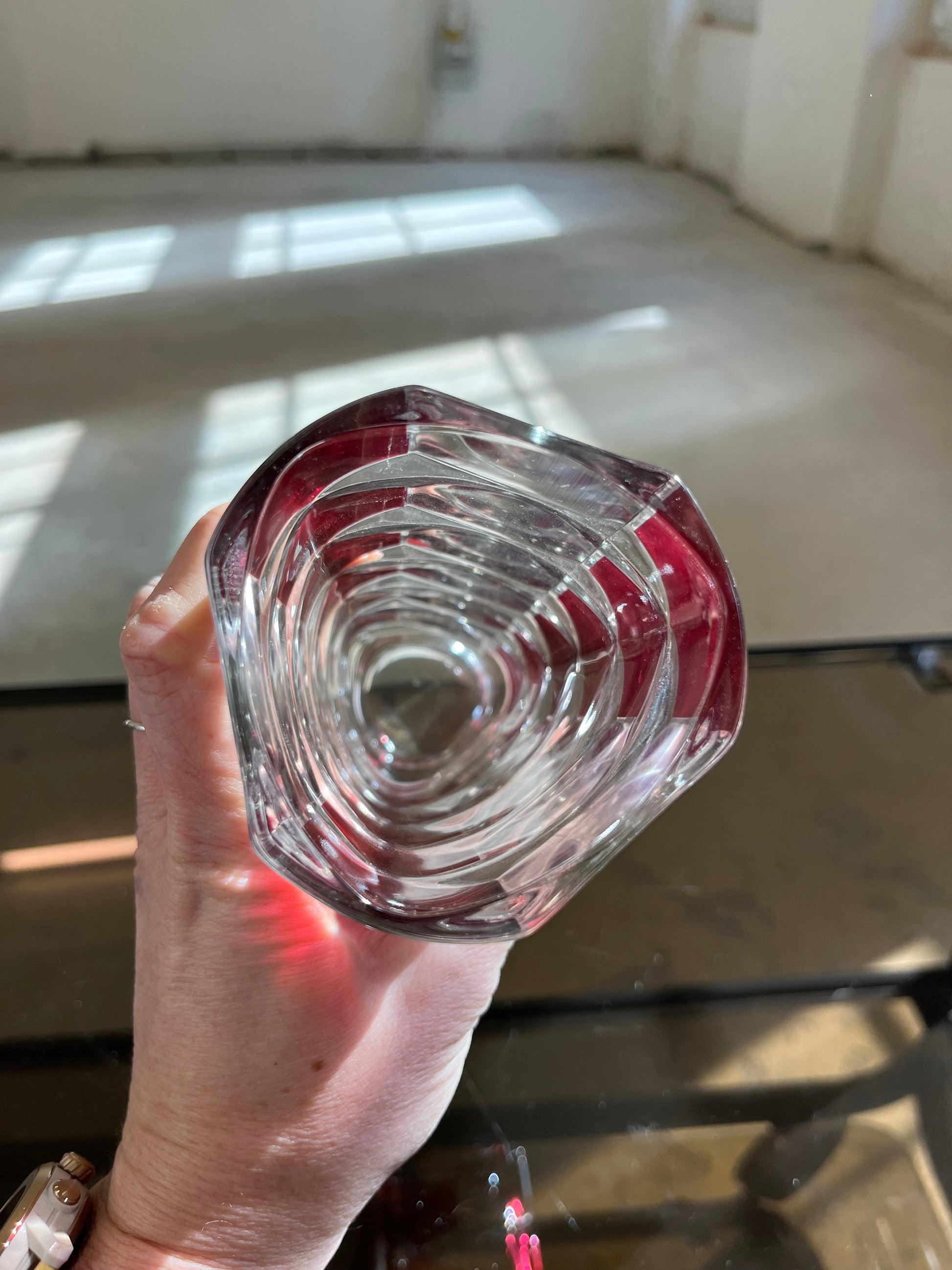 Vintage Vase Windsor Rubis von J.G. Durand für Luminarc, weinrot, Glas