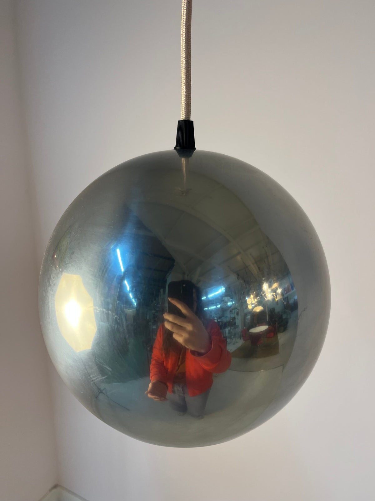 Vintage Pendelleuchte Topan von Verner Panton für &Tradition Chrom