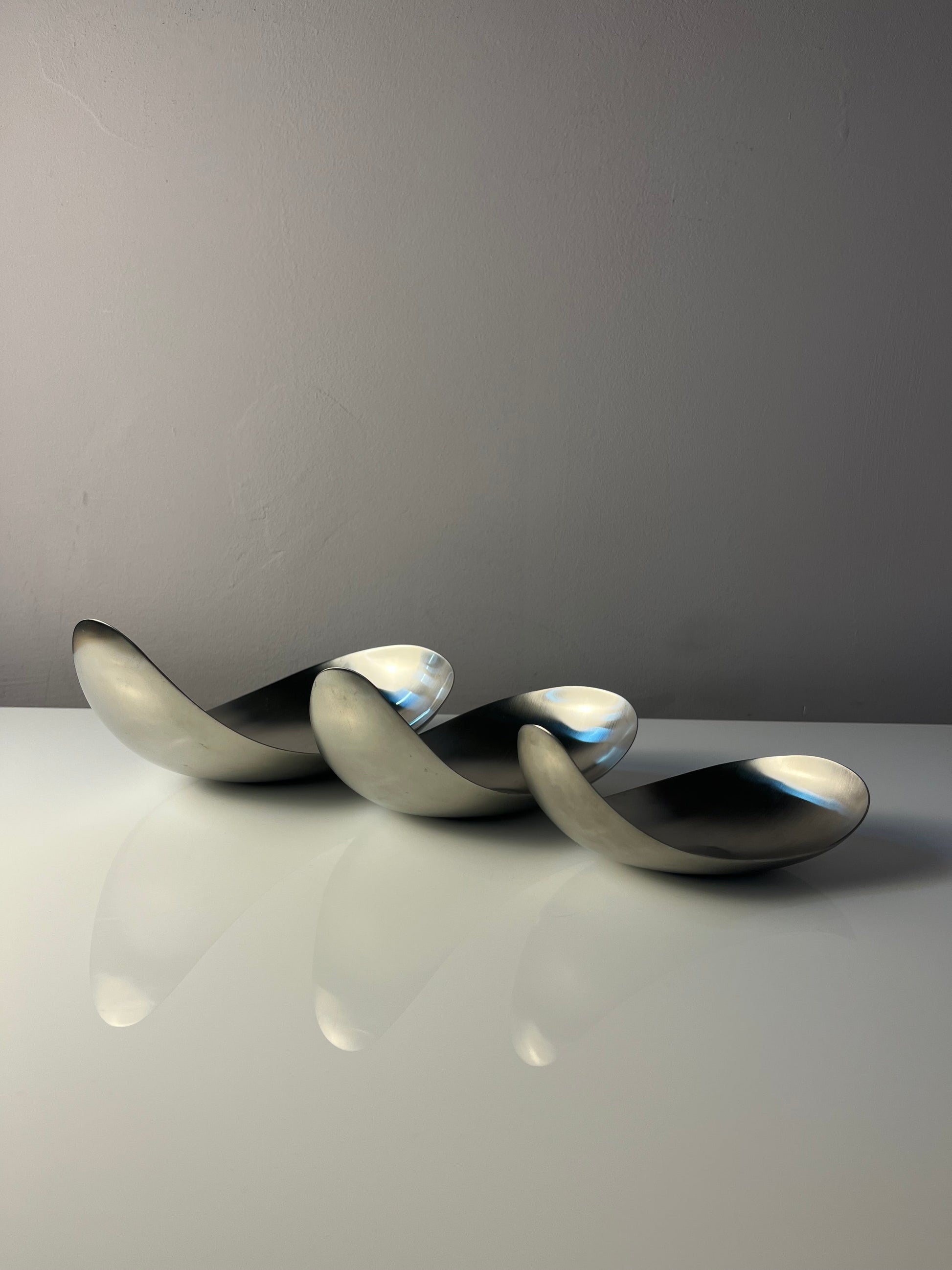 Vintage Servierschale Leaf von Helle Damkjær für Georg Jensen Set von 3