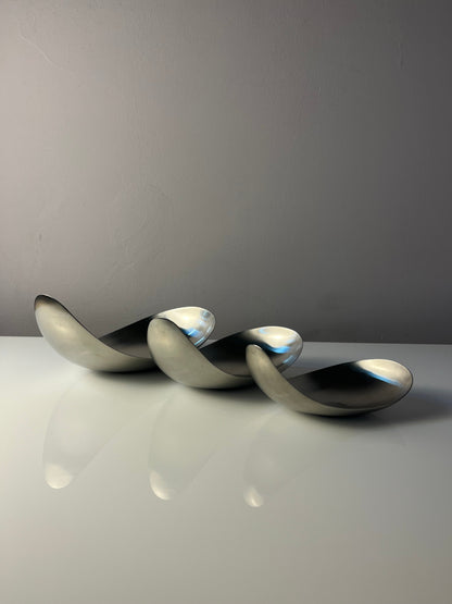 Vintage Servierschale Leaf von Helle Damkjær für Georg Jensen Set von 3
