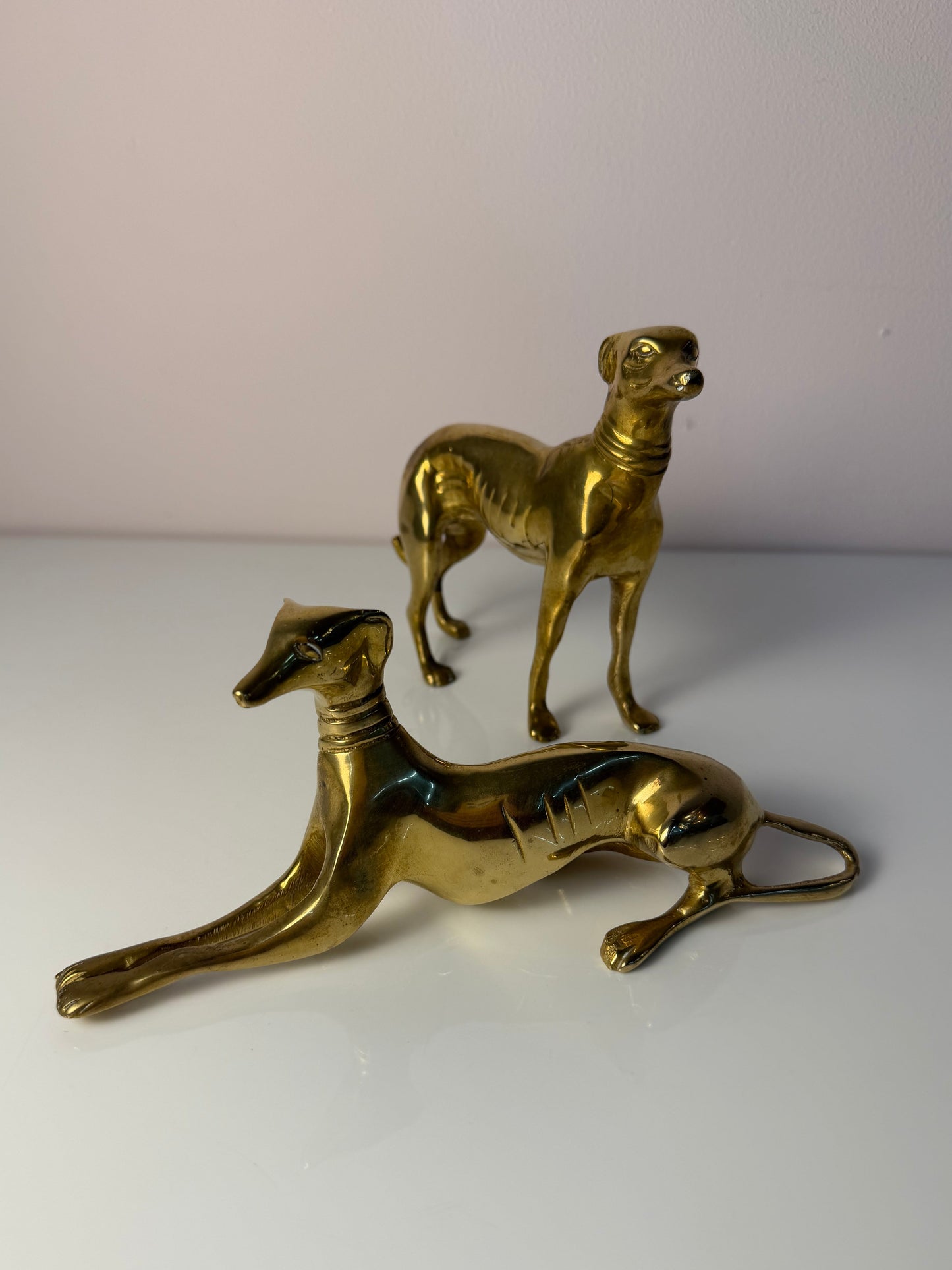 Set von 2 Vintage Windhund Skulptur aus Messing, Art Déco