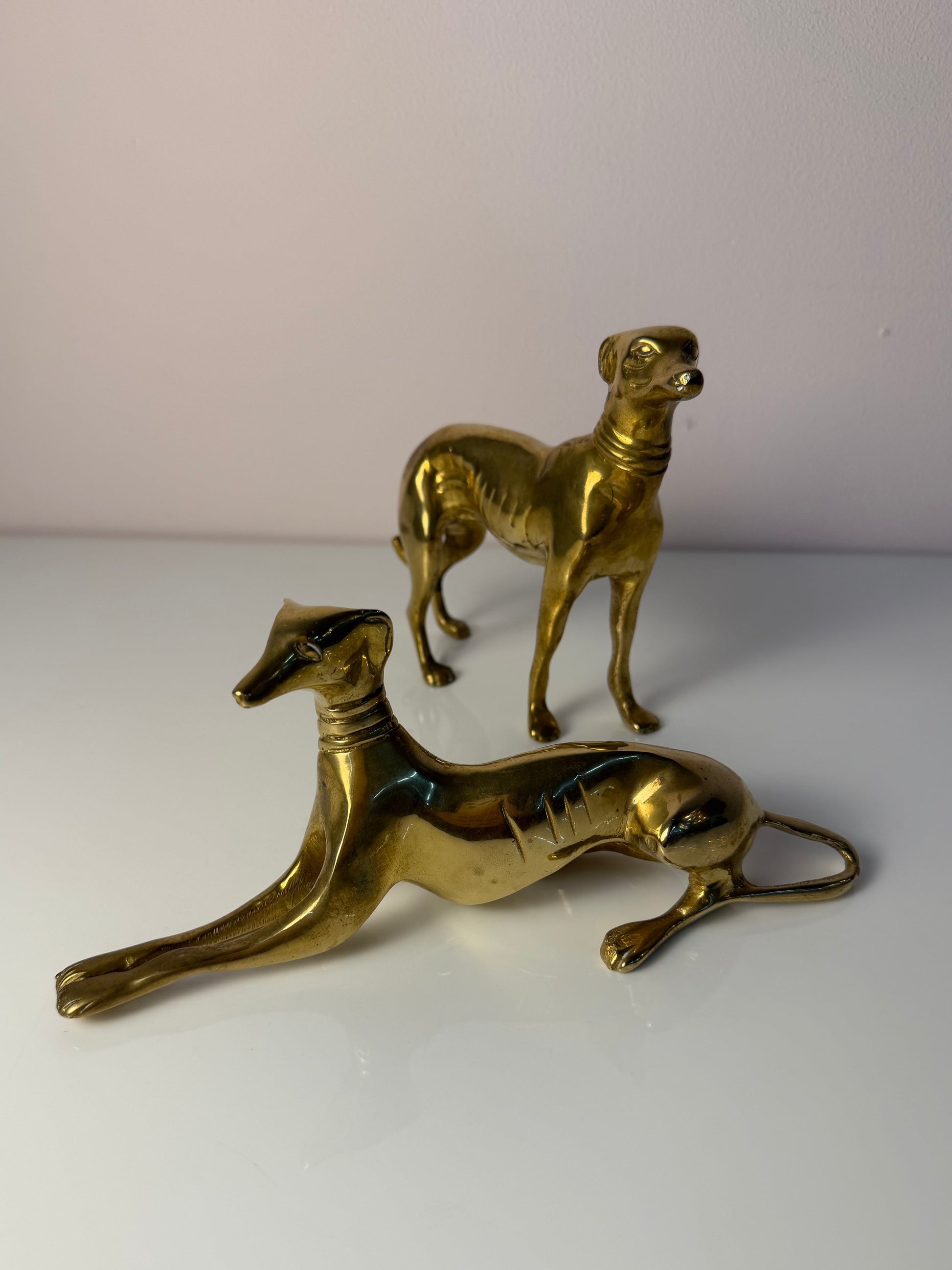 Set von 2 Vintage Windhund Skulptur aus Messing, Art Déco