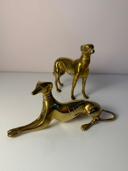 Set von 2 Vintage Windhund Skulptur aus Messing, Art Déco