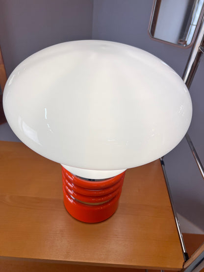 Vintage Tischlampe orange weiß von Enrico Tronconi