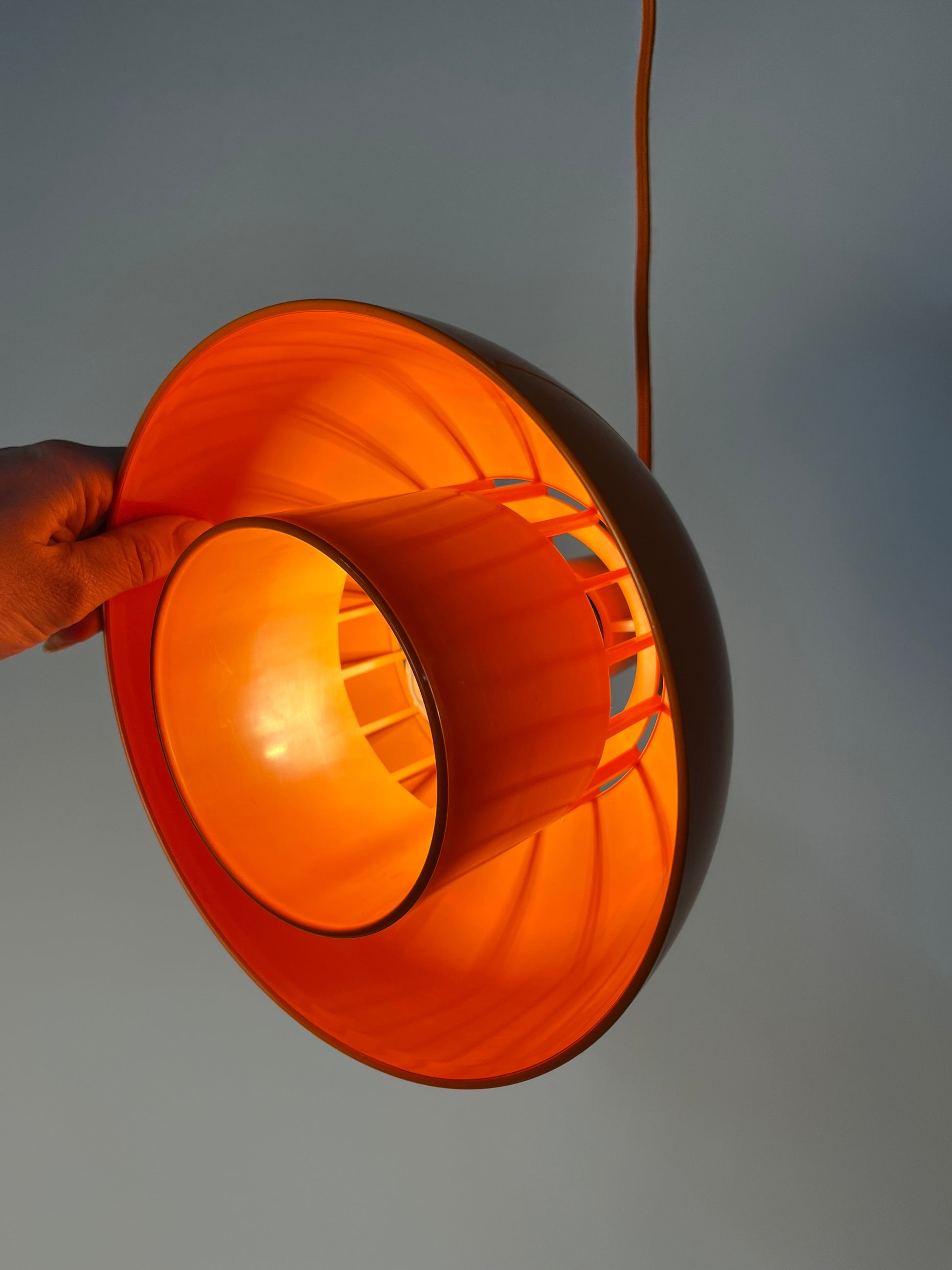 Vintage Hängelampe Minisol von K. Kewo für Nordisk Solar, Orange