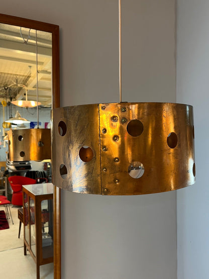 Vintage Hängelampe Kupfer aus Dänemark