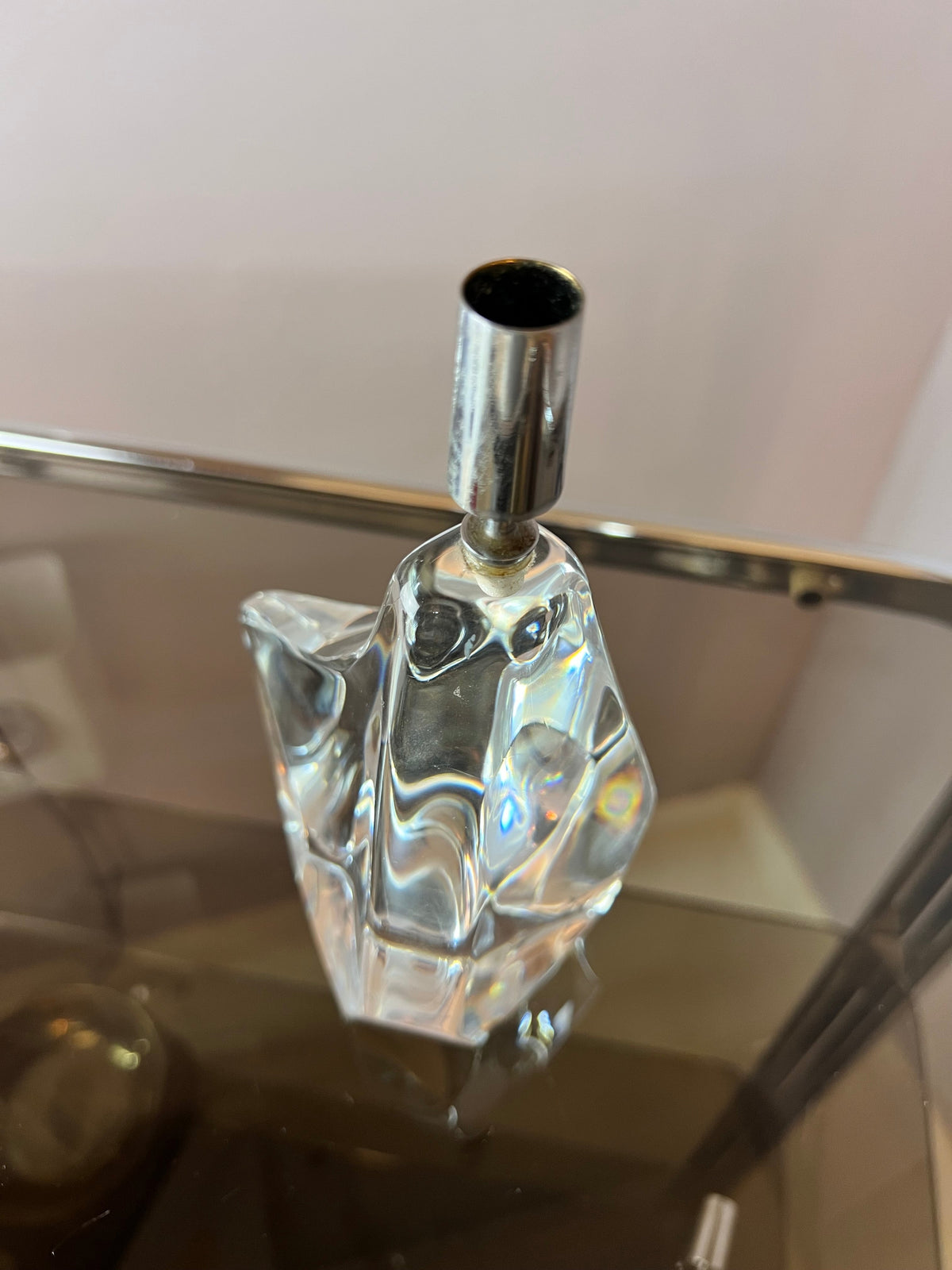 Vintage Kerzenständer Iceberg Glas von Daum Nancy